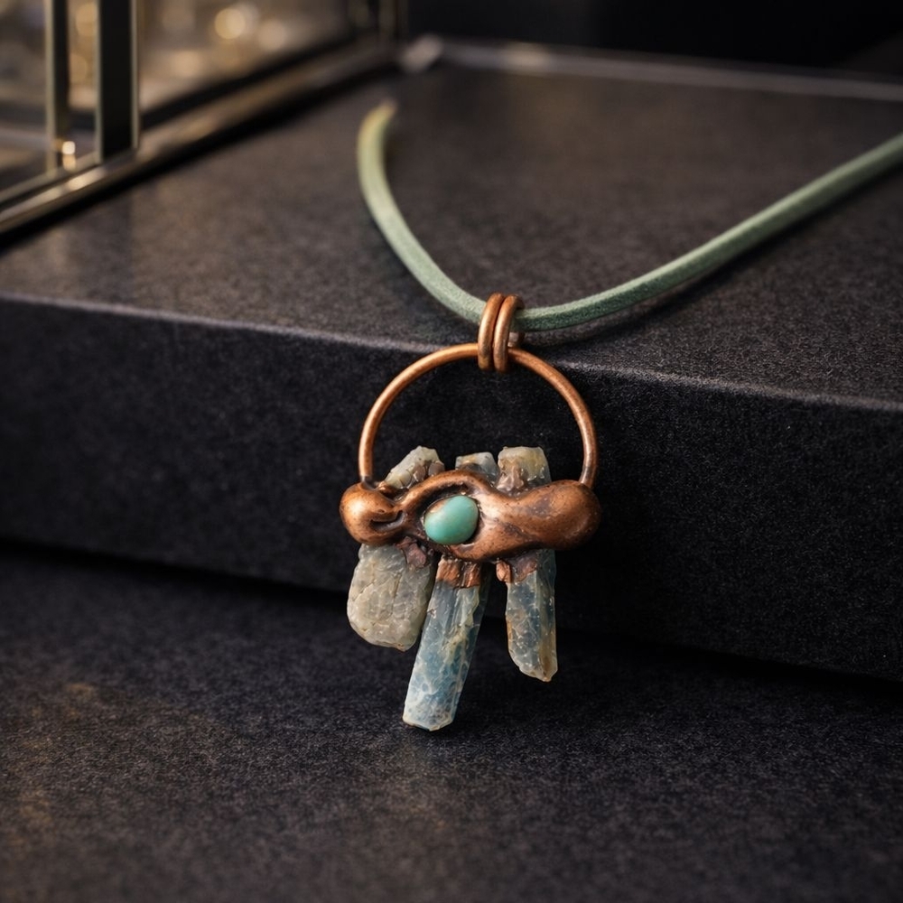 Copper and Turquoise Pendant Necklace